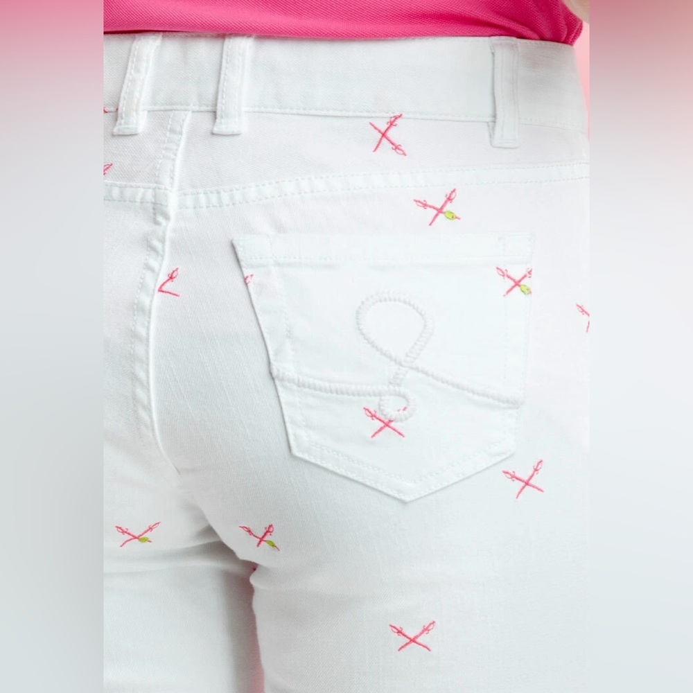 Lilly Pulitzer Aida White Martini Cocktail Sword Bootcut Jeans Womens Size 4
